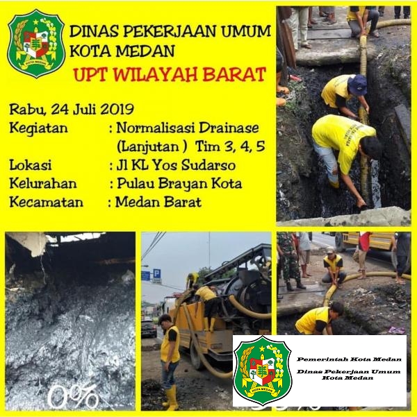 Lanjutan Normalisasi Drainase TIM 3,4,5 Jl. KL Yos Sudarso Kel. Pulau Brayan Kota Kec. Medan Barat